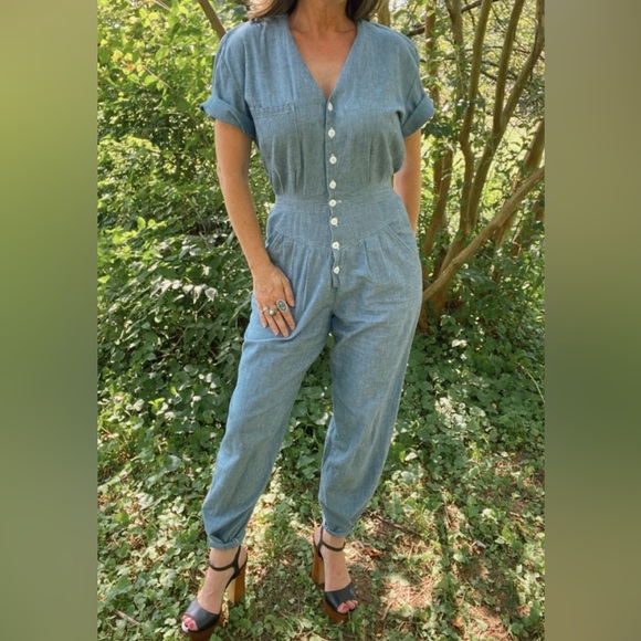 Vintage blue chambray jumpsuit - Picture 5 of 11